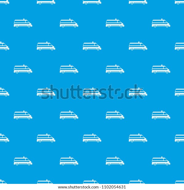 Ambulance car pattern repeat seamless in\
blue color for any design. geometric\
illustration