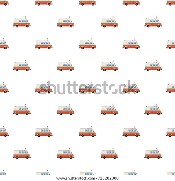 Ambulance car pattern seamless repeat in\
cartoon style \
illustration