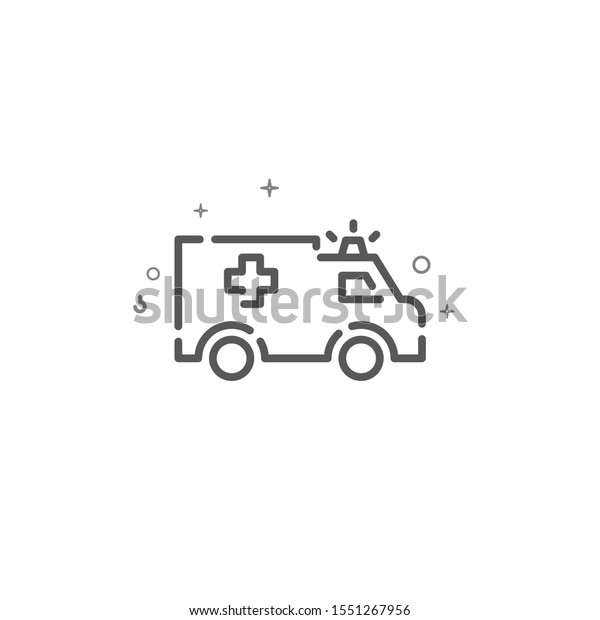 Ambulance car simple line icon. Emergency
symbol, pictogram, sign. Light
background.