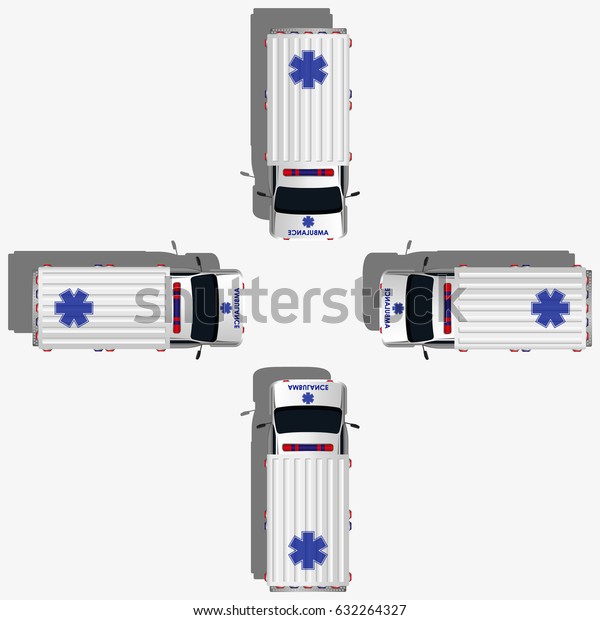 Ambulance car top view \
illustration.