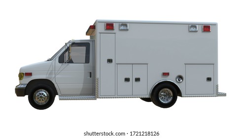 Ambulance Emergency Paramedic Car Isolated On White Background, Medical Van Template Element Infographic 3D Rendering