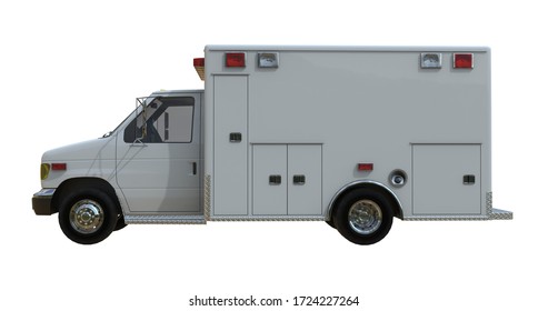 Ambulance Emergency Paramedic Car Isolated On White Background, Medical Van Template Element Infographic 3D Rendering