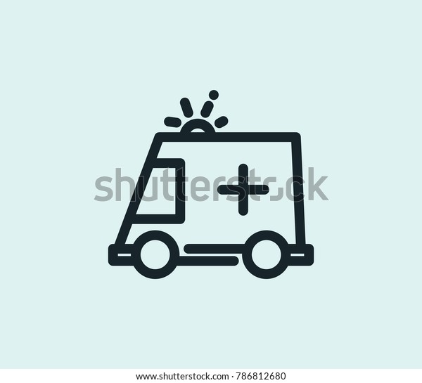 Ambulance icon line isolated
on clean background. First aid car concept drawing icon line in
modern style.  illustration for your web site mobile logo app UI
design.