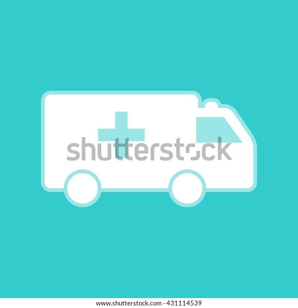 Ambulance sign. White\
icon on torquoise\
color