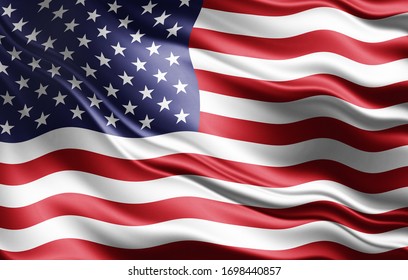 America flag of silk-3D illustration