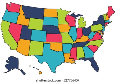 America Flag Usa Map the United Stock Illustration 527756425