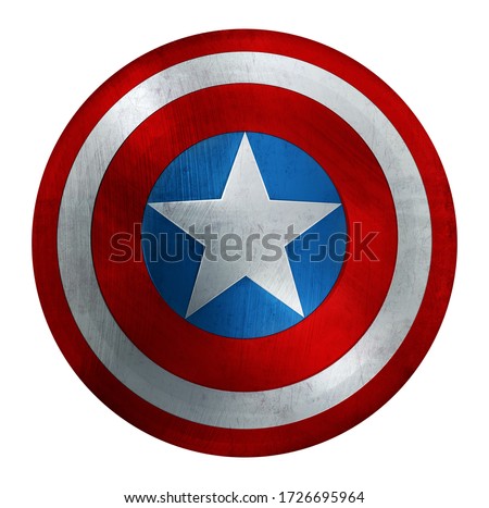 America Patriotic Metal Round Shield with Star and Blue, Red and white Circles. 3D Illustration with Clipping Path.   Foto stock © 