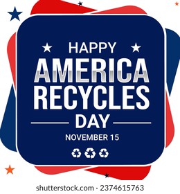 America Recycles day wallpaper in patriotic blue color with stars, shapes and text in the center of design - Powered by Shutterstock