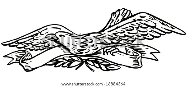 American Bald Eagle Scroll Olive Leaves Stock Illustration 16884364