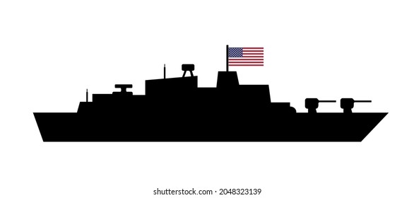 American Battleship Icon, Flat Style