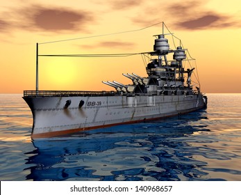 American Battleship USS Arizona Computer Generated 3D Illustration