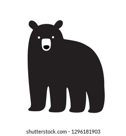 American Black Bear Drawing, Simple Cartoon Illustration. Isolated Clip Art.