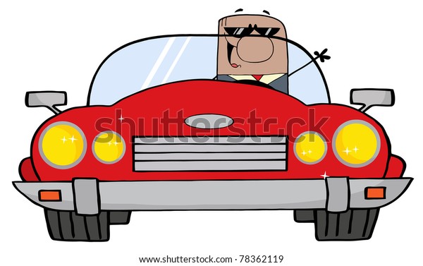 American Businessman Cartoon Doodle Businessman\
Driving Convertible\
Car