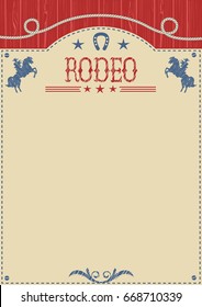 American Cowboy Rodeo Poster.Western Paper Background For Text Or Design.Raster