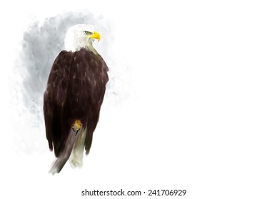 American eagle digital watercolor illustration