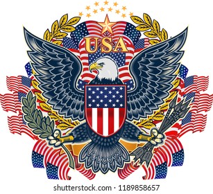 American Eagle Usa Flags Stock Illustration 1189858657