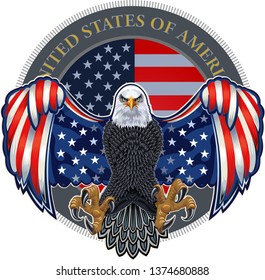 American Eagle Usa Flags Stock Illustration 1374680888 