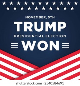 American Flag with Bold 'Donald Trump Won' Text Celebrating Presidential Election Victory on November 5th - Powered by Shutterstock