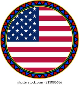american flag in circle. raster version