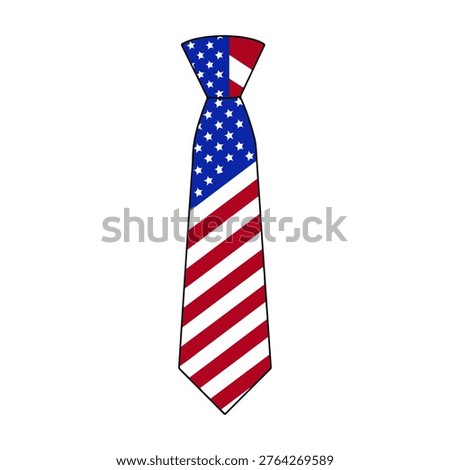 American Flag Pattern Necktie Vector Illustration Patriotic Accessory