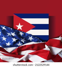 American Flag Silk Cuba Flag3d Illustration Stock Illustration ...