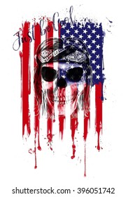 American Flag And Skull Illustrations