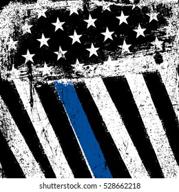 American Flag Thin Blue Line Grunge Stock Illustration 528662218 ...