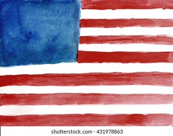 American flag in watercolor