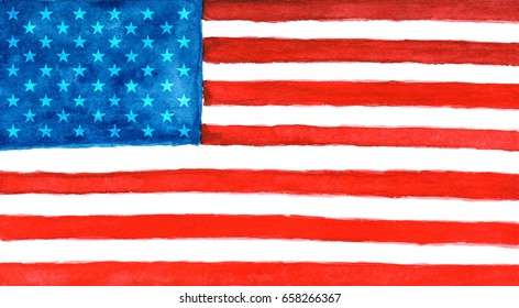 American flag in watercolor.