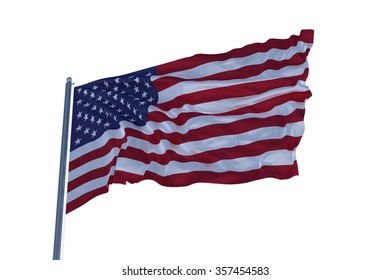 American Flag Waving On Wind