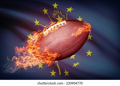 American Football Ball With Flag On Background Series - Indiana