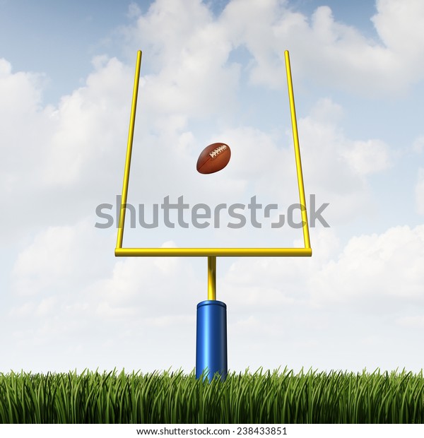 American football field goal concept as\
a team sport kicked ball going between the posts as a metaphor for\
offense success and winning strategy\
concept.