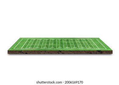 American football field with line pattern on white background. 3D rendering