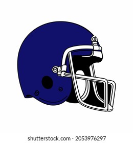 American Football Helmet. Blue Navy Color On White Background Illustration