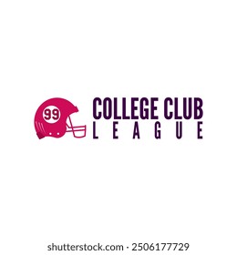 American football logo template-college club with helmet. Rugby badge graphics isolated on white background. Sports label design. Stock illustration. - Powered by Shutterstock