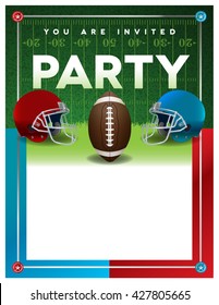 An American football party invitation flyer template design with room for copy.