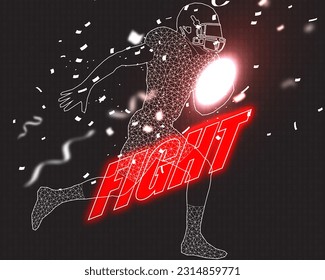 An American football player runs a red glowing ball towards his opponent. - Powered by Shutterstock