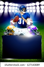 American Football Poster Or Flyer Background With Space