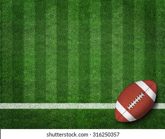 American Football with Yard Line on American Football Field.