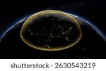 American Golden Dome against missiles - view of Earth from space - 3D rendering