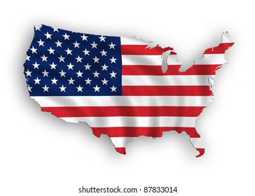 American Map Flag Waving Illustration