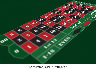 American Roulette Table perspective raster illustration, shallow DoF