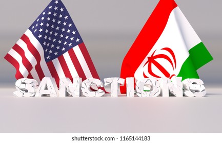 American Sanctions Against Iran. 3D Illustration.