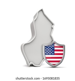 American State Of New Jersey, With Stars And Stripes Shield. 3D Rendering