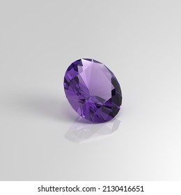 Amethyst Gemstone Oval 3D Render