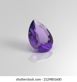 Amethyst Gemstone Pear Drop 3D Render