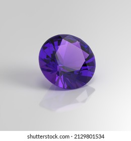 Amethyst Gemstone Round 3D Render