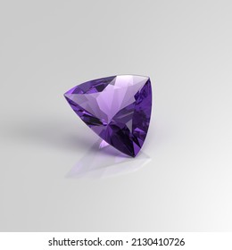 Amethyst Gemstone Trillion 3D Render