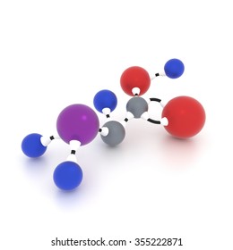 Amino Acid Molecules On A White Background. Used To Increase Strength And Faster Recovery And Muscle Tissue In The Body.