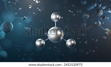 ammonia molecular structure, 3d model molecule, binary hydride, structural chemical formula view from a microscope